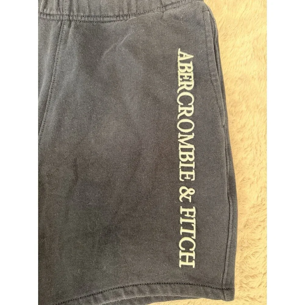 Abercrombie & Fitch Soft Fleece Shorts Women’s Small Navy Logo Drawstring - Picture 2 of 8